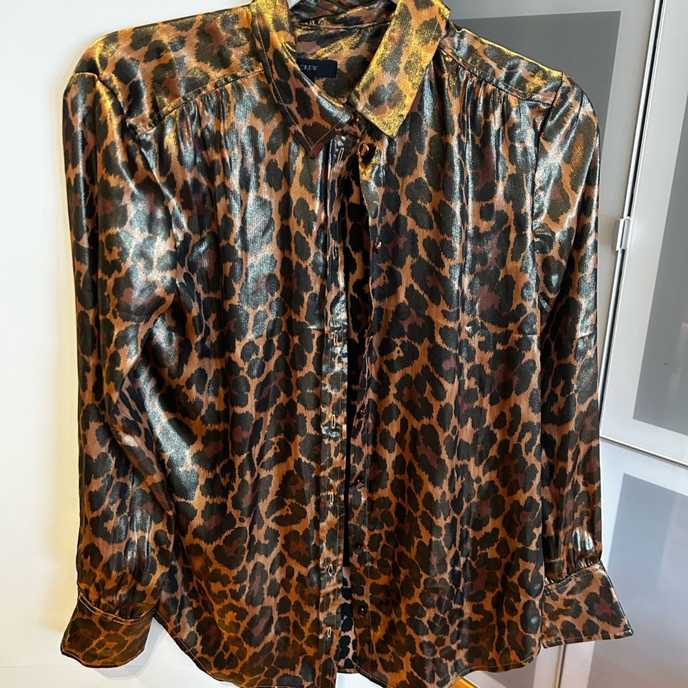 J Crew Leopard Print Button-Up Shirt